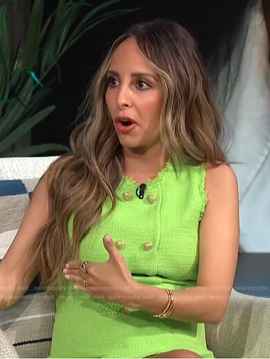 Lilliana's green sleeveless tweed mini dress on E! News Daily Pop