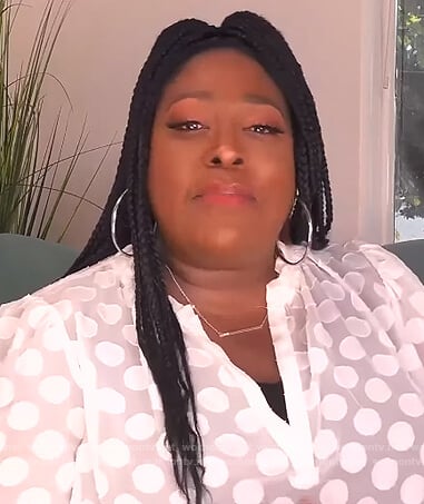Loni’s white sheer dot blouse on The Real