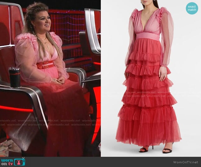 Francoise Tulle Midi Dress by Love Shack Fancy worn by Kelly Clarkson on The Voice