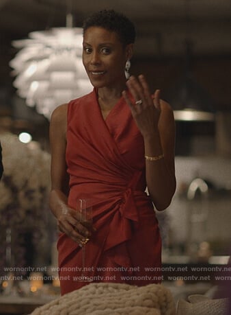 Lynn's red ruffle wrap dress on Black Lightning