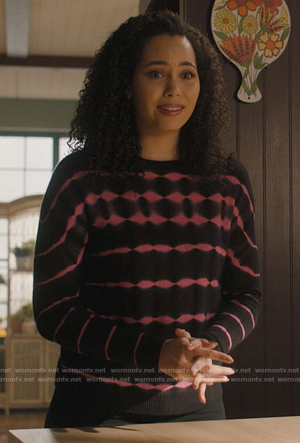 Macy's pink and black tie dye sweater on Charmed