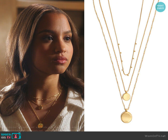 Coin Layered Necklace by Madewell worn by May Grant (Corinne Massiah) on 9-1-1