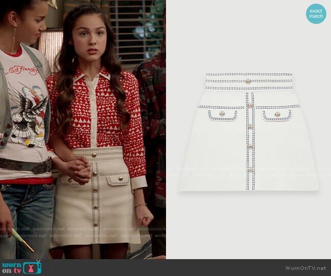 Maje Jisla Skirt worn by Nini (Olivia Rodrigo) on High School Musical The Musical The Series