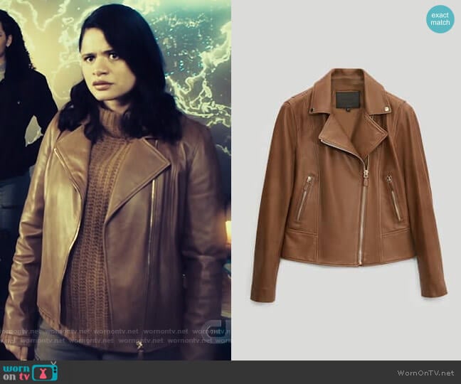 Massimo Dutti Nappa Leather Biker Jacket worn by Mel Vera (Melonie Diaz) on Charmed