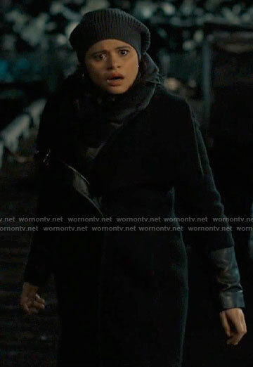 Mel's black coat with leather sleeves on Charmed