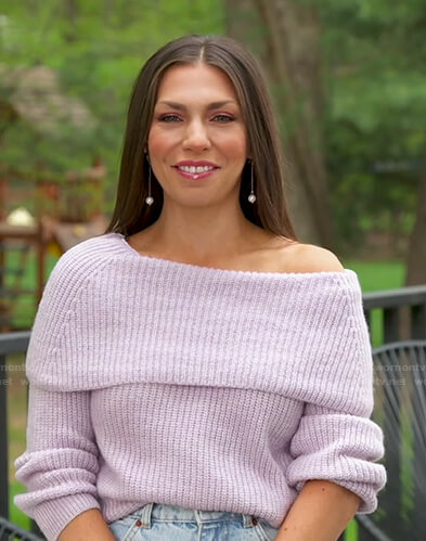 Melissa Garcia's lilac ribbed off-shoulder sweater on Good Morning America