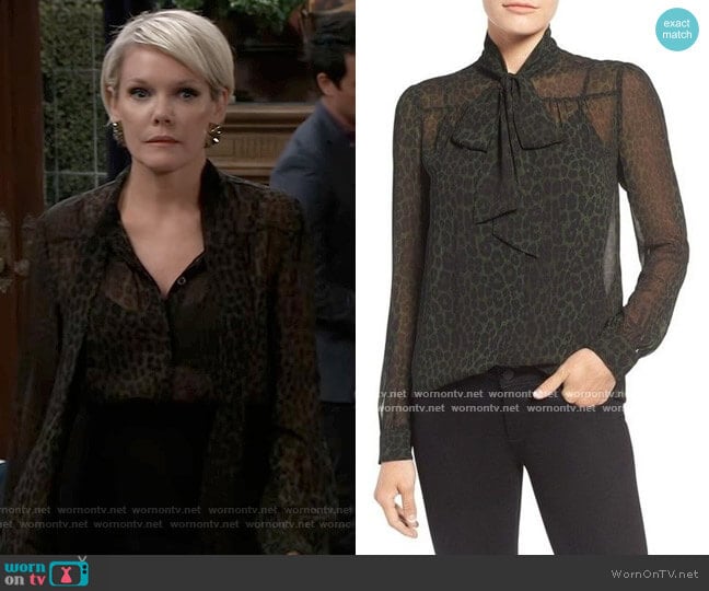 Panther Print Blouse by Michael Kors worn by Ava Jerome (Maura West) on General Hospital