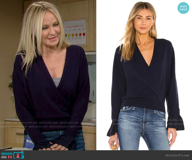 WornOnTV: Sharon’s navy wrap front sweater on The Young and the ...