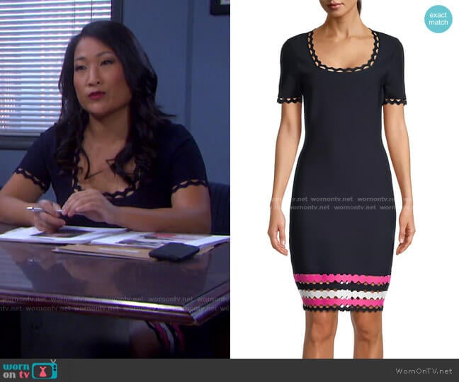 Geo Cut-Out Fitted Dress by Milly worn by Melinda Trask (Tina Huang) on Days of our Lives