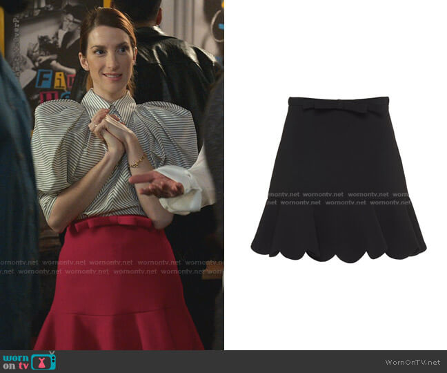 Faille Cady Scalloped Hem Skirt by Miu Miu worn by Lauren (Molly Bernard) on Younger