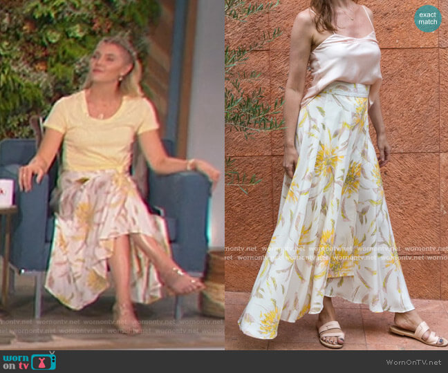 Imani Wrap Silk Skirt by Molly Pepper worn by Amanda Kloots on The Talk