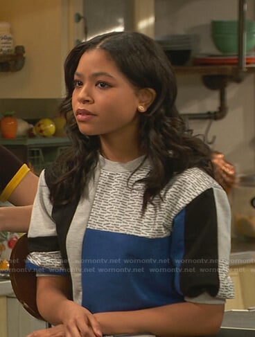 Nia's colorblock top on Ravens Home