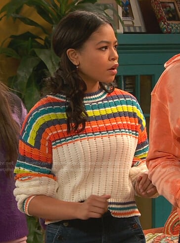 Nia’s striped knit sweater on Ravens Home