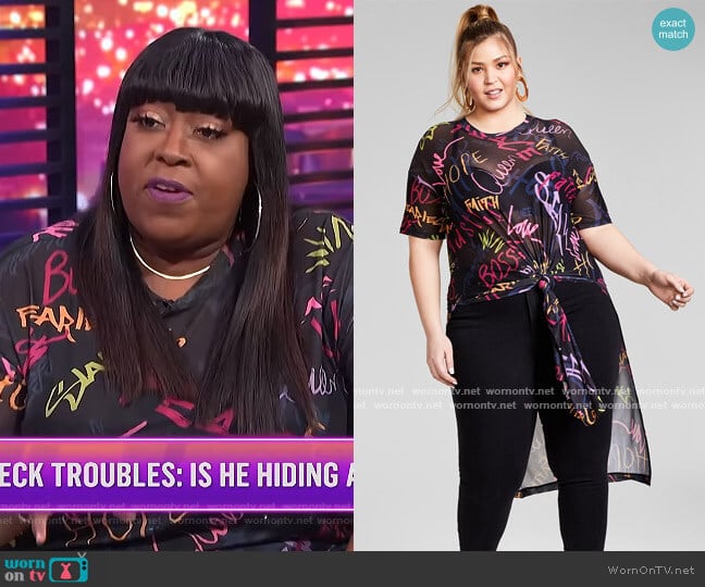 Trendy Plus Size Mesh Tunic by Nina Parker worn by Loni Love on E! News