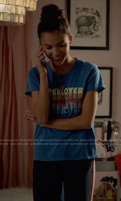 Nini’s blue superlover t-shirt on High School Musical The Musical The Series