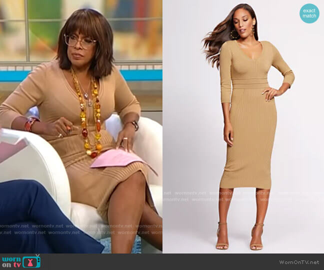 NY&Co V-Neck Sweater Dress - Gabrielle Union Collection worn by Gayle King  on CBS Mornings