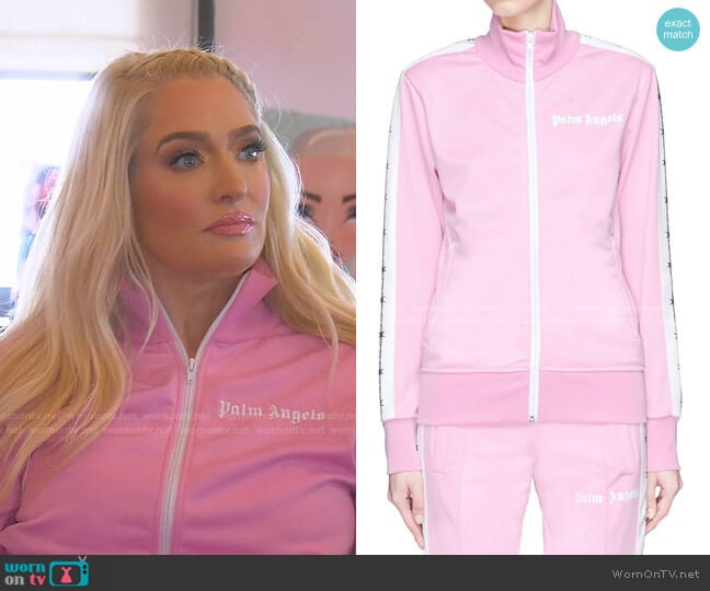 Barbwire Track Jacket by Palm Angels worn by Erika Jayne on The Real Housewives of Beverly Hills