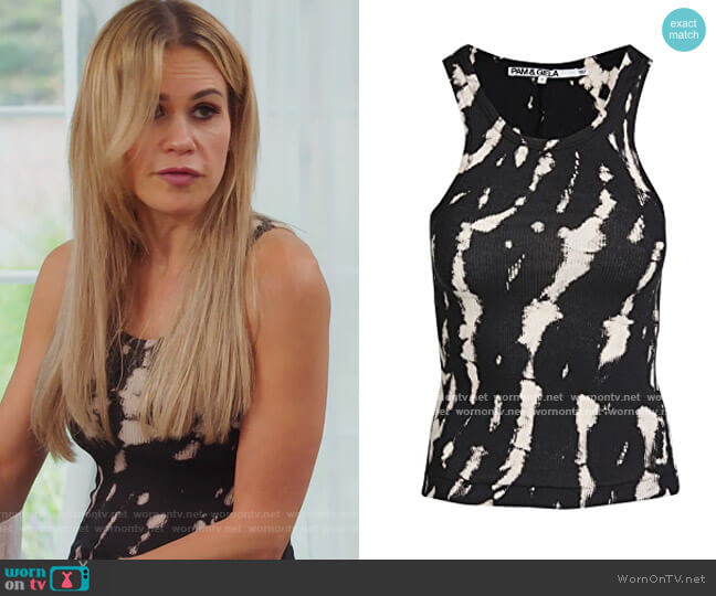 X20 Tie Dye Skinny Rib Tank by Pam & Gela worn by Teresa Giudice  on The Real Housewives of New Jersey