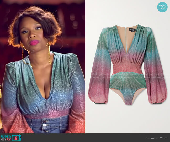 Sunset Ombré Lurex Bodysuit by PatBO worn by Jennifer Hudson on GMA