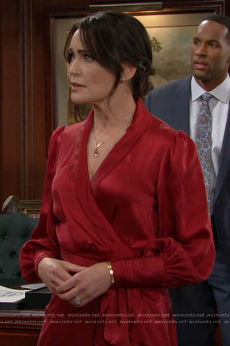 Quinn’s red wrap dress on The Bold and the Beautiful