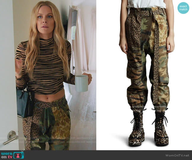 Mixed Print Paperbag Pants by R13 worn by Leah McSweeney on The Real Housewives of New York City