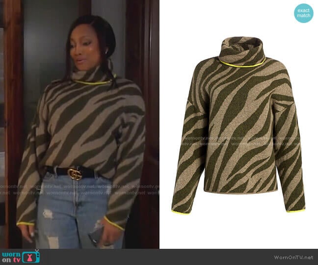 WornOnTV: Garcelle’s green zebra print sweater on The Real Housewives ...