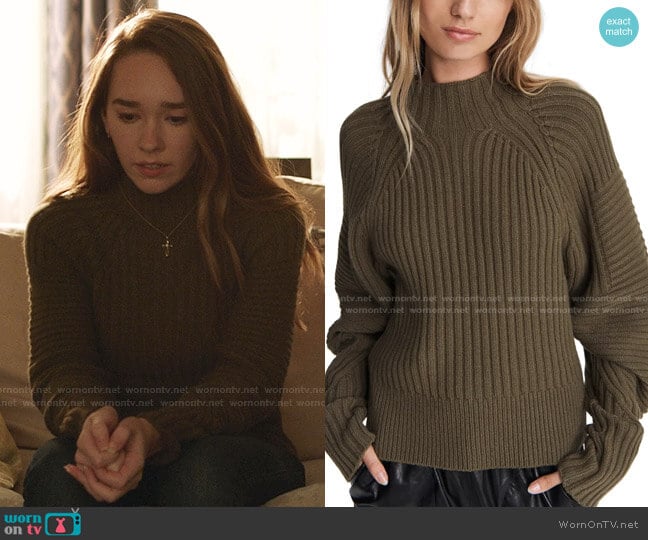 Oakes Mock Neck Merino Wool Sweater by Rag & Bone worn by Angelina Meyer (Holly Taylor ) on Manifest