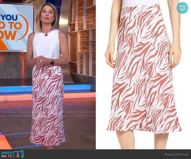 London Zebra Printed Midi Skirt by Rails worn by Amy Robach on Good Morning America