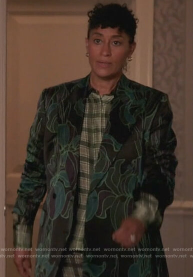 Rainbow's green floral blazer on Black-ish