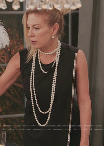 Ramona's black embellished trim sleeveless dress on The Real Housewives of New York City