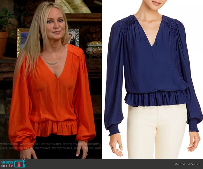 Ramy Brook Melissa Blouse worn by Sharon Newman (Sharon Case) on The Young and the Restless