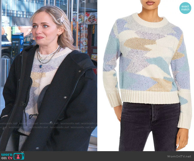 Crewneck Printed Sweater by Rebecca Taylor worn by Caitlin Miller (Tessa Albertson) on Younger