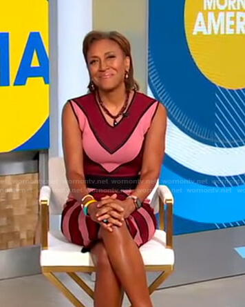 Robin’s red and pink chevron striped dress on Good Morning America