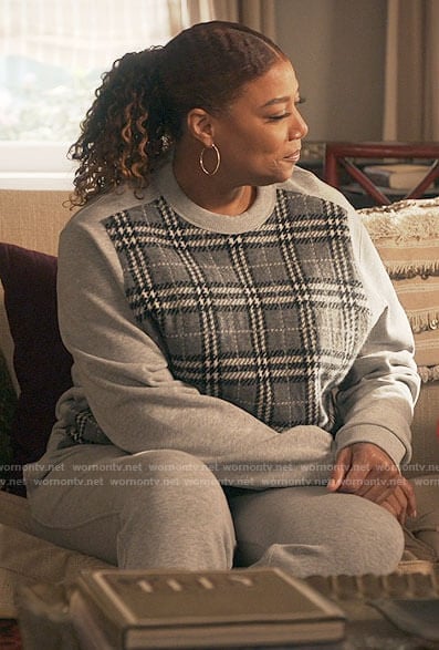 Robyn's grey plaid panel sweatshirt on The Equalizer