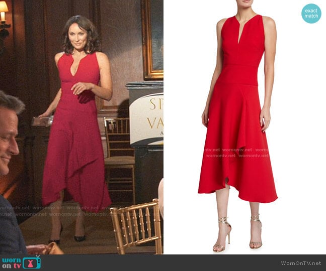 Jackson Slit-Neck Faux-Wrap Midi Dress by Roland Mouret worn by Quinn (Laura Benanti) on Younger