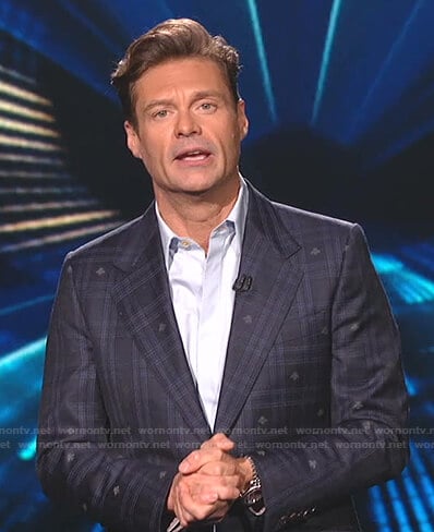 Ryan's plaid bee print blazer and pants on American Idol