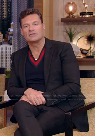 Ryan’s navy v-neck sweater on Live with Kelly and Ryan