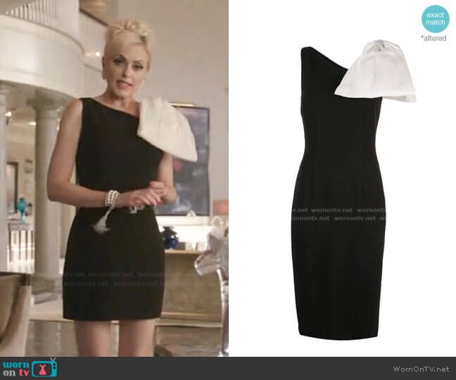 One Shoulder Bow Dress by Sachin + Babi worn by Alexis Carrington (Elaine Hendrix) on Dynasty