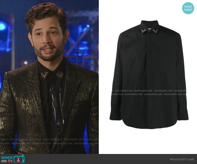 Embellished Collar Shirt by Saint Laurent worn by Sam Flores (Rafael de la Fuente) on Dynasty