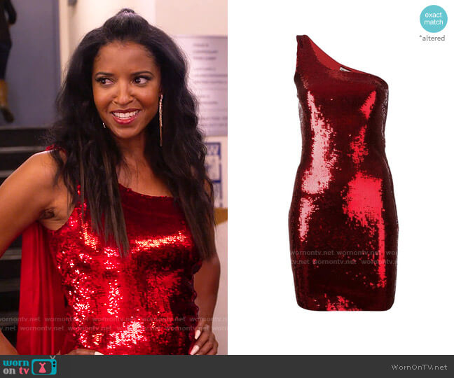 Saint Laurent One-Shoulder Sequin-Embellished Dress worn by Wickie Roy (Renée Elise Goldsberry) on Girls5eva