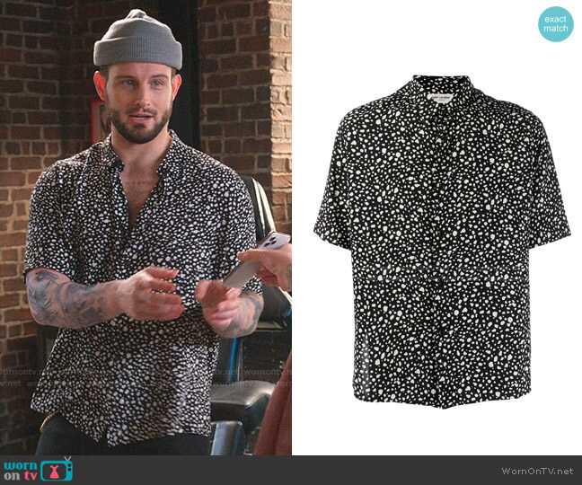 Polka Dot Print Shirt by Saint Laurent worn by Nico Tortorella on Younger