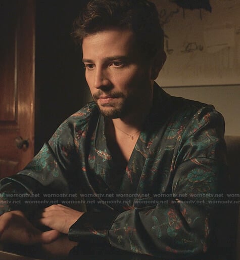 Sam’s fish print robe on Dynasty