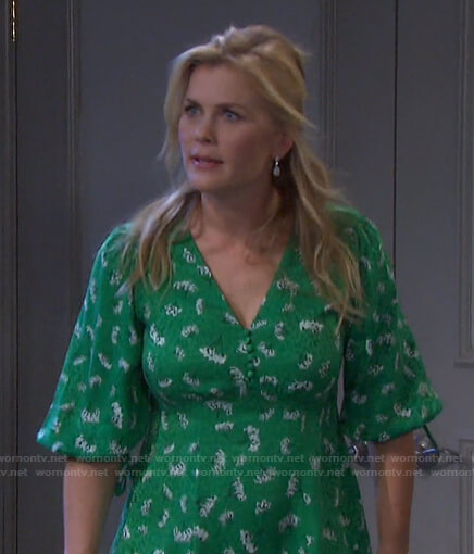 Sami's green floral v-neck dress on Days of our Lives