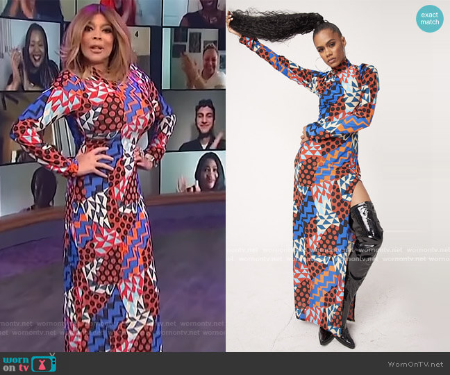 Jade Geo Dress by Sammy B worn by Wendy Williams on The Wendy Williams Show