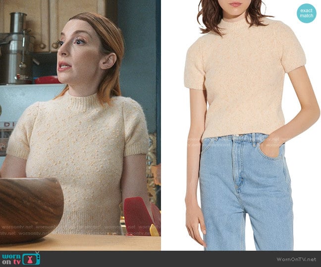 Valery Short Sleeved Marl Knit Sweater by Sandro worn by Lauren (Molly Bernard) on Younger