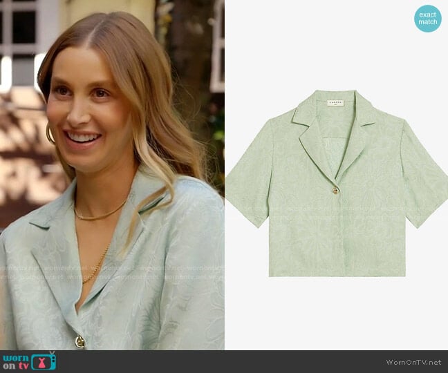 Sandro Ameline cropped jacquard woven shirt worn by Whitney Port (Whitney Port) on The Hills New Beginnings