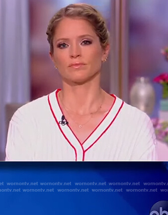 Sara’s white contrast cardigan on The View