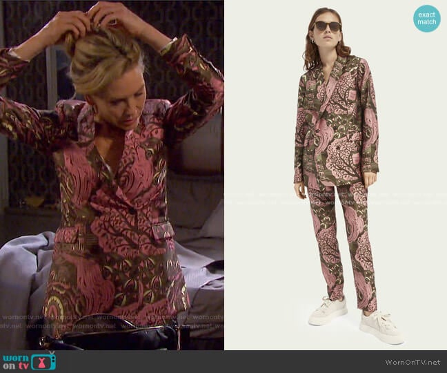 Double-Breasted Pattern Blazer and Lowry Trousers by Scotch & Soda worn by Kristen DiMera (Stacy Haiduk) on Days of our Lives