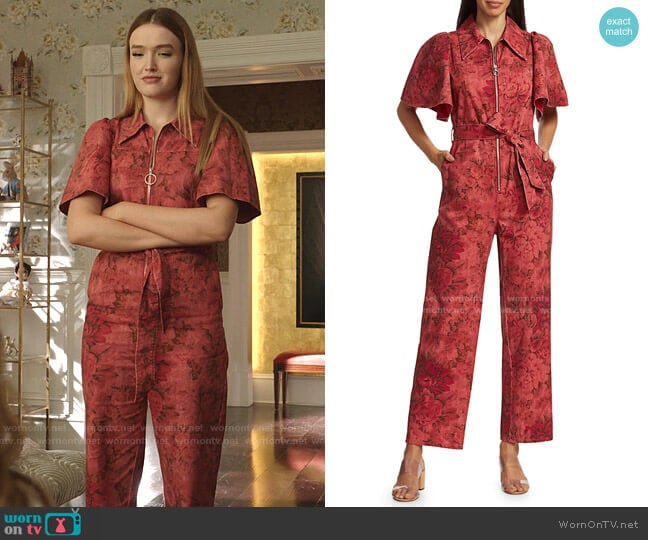 Mimi Floral Denim Wide-Leg Jumpsuit by Sea worn by Kirby Anders (Maddison Brown) on Dynasty