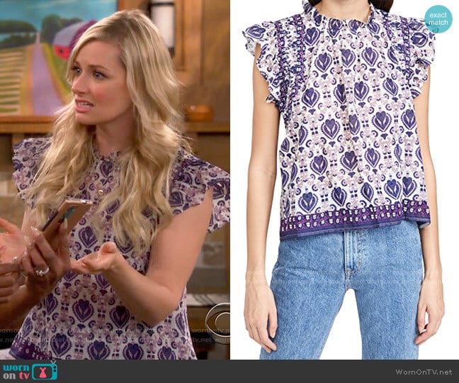 Sea Brigitte Top worn by Gemma (Beth Behrs) on The Neighborhood